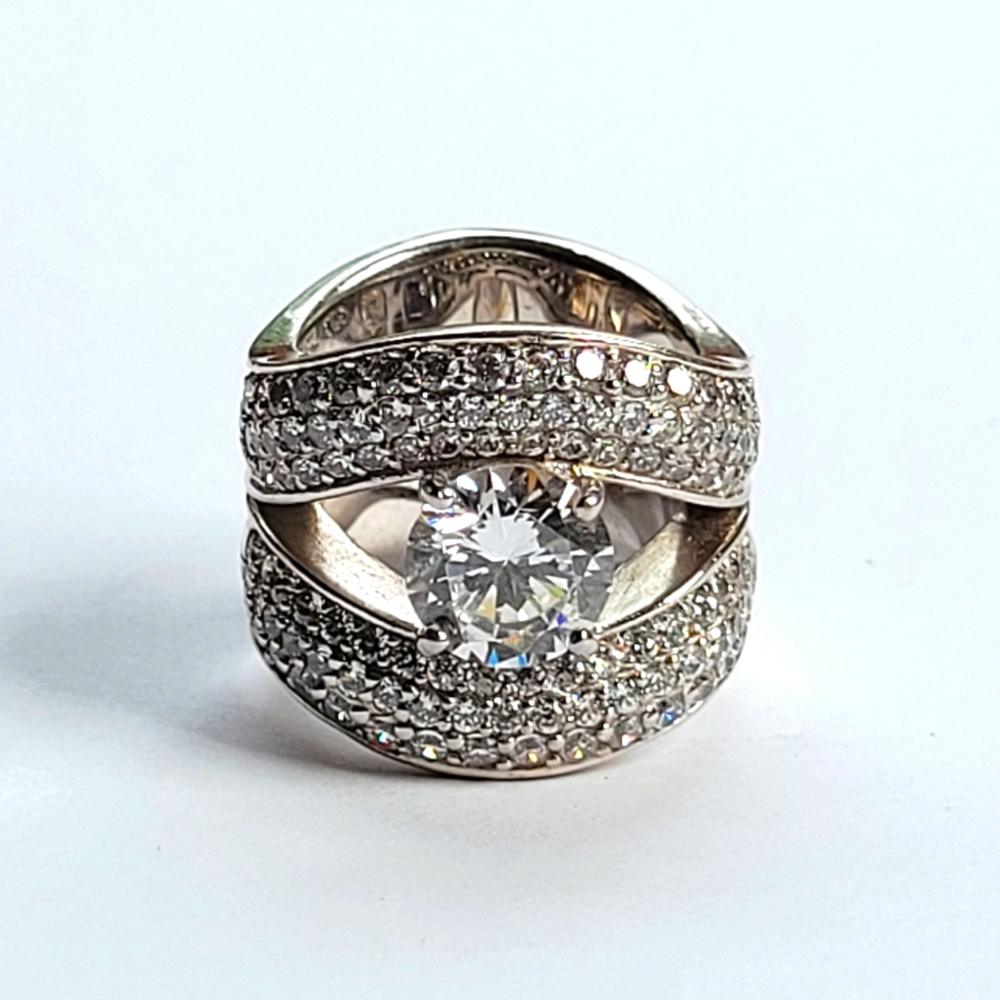 JOSÉ HESS | Sterling Silver CZ Statement Ring, Sz 7